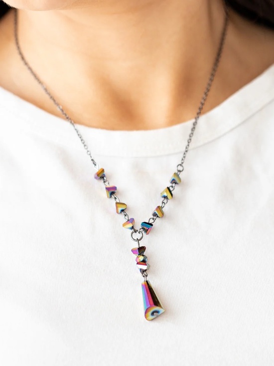 paparazzi Jewelry - Olympian Oracle - Multi Color Iridescent Necklace & Earrings Set